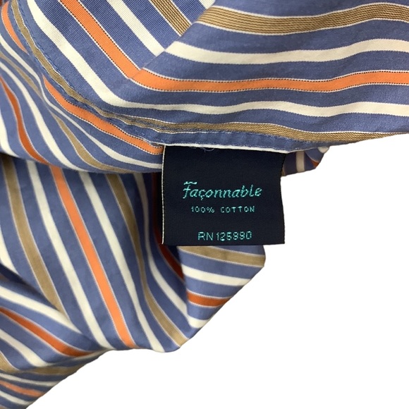 Faconnable Men’s Dress Shirt Striped Size L Button Down Front Pocket Cot… - Picture 11 of 12